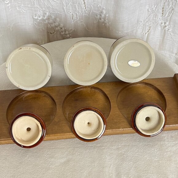 Armbee San Francisco Mini-Crock Pots Lidded With Wooden Carrier - Picture 5 of 9